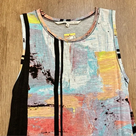 Rachel Roy Abstract Print Maxi Dress - Black and Multicolor Lined Size Medium - Picture 4 of 16